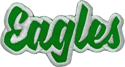 Vista 13 de (2 x 4 pulgadas) Eagles, espíritu de equipo, bordado, parche para planchar (sarga blanca/contorno verde)
