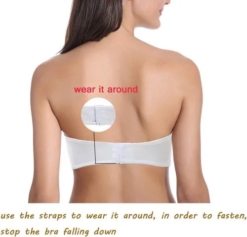Vista 3 de Plusexy Brasier sin tirantes para mujer, con relleno grueso, con aros, convertibles, multivías