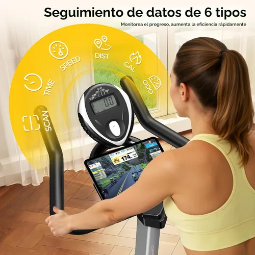Vista 6 de Stationary Exercise Bike for home, Magnetic Resistance, Silence & Smart App Negro Amarillo Actualizado