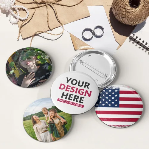 Vista 4 de Botones personalizados con diseño a granel, pines personalizados con tu nombre, foto logotipo, pasadores redondos, insignias de nombre, tarjeta