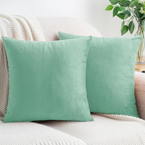 Vista 8 de HWY 50 fundas de almohada decorativas de terciopelo sólido para sofá, sala de estar., Terciopelo, gris, 20x20 pulgadas