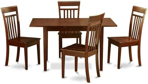 Vista 16 de East West Furniture NOCA7-MAH-LC - Juego de mesa de comedor moderno de 7 piezas que consta de una mesa rectangular de madera con hoja de mariposa