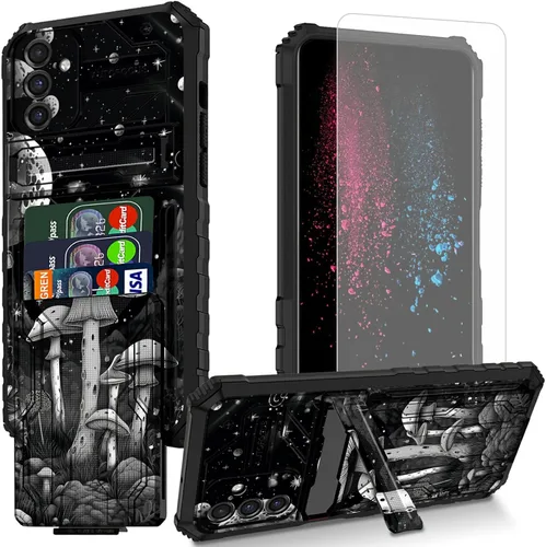 Vista 31 de Funda para teléfono Samsung Galaxy A54 con protector de pantalla, funda con ranura para tarjetas desmontable incorporada, con función atril, a