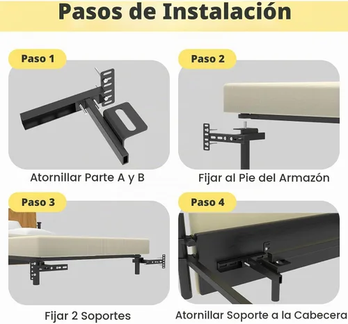 Vista 7 de Soportes de cabecera para marco de cama de metal, soportes ajustables universales para cabecero con kit de extensión de pie de cama que se ajusta a