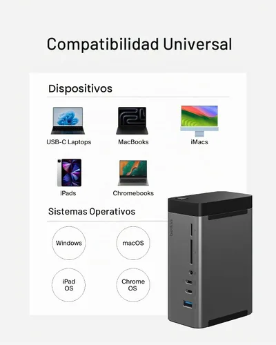 Vista 9 de Belkin Hub USB-C 11 en 1 Pro GaN 150W Triple 4K HDMI Windows, portátiles estación de acoplamiento, USB-A, Ethernet, SD, MicroSD, audio de 0.1 in