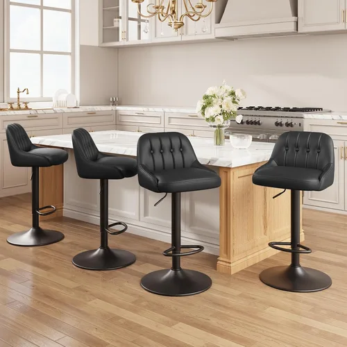 Vista 17 de MALOL Bar Stools Set of 1, Swivel Bar Chairs, Modern Adjustable PU Leather Upholstered Barstools Counter Height with Tufted Back for Bar, Kitchen