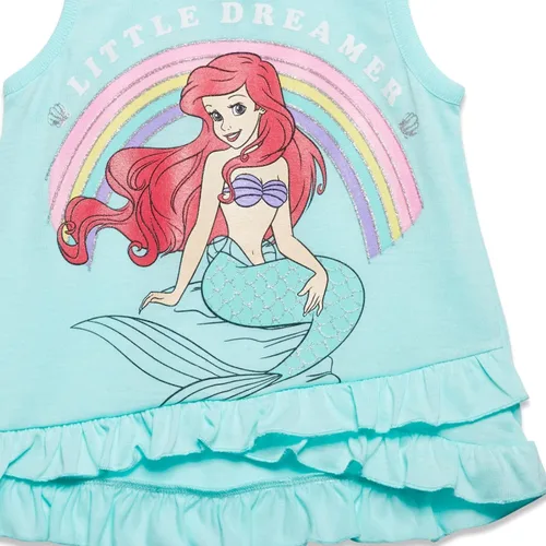 Vista 5 de Disney Moana Princess Frozen Ariel Minnie Mouse - Camiseta sin mangas y pantalones cortos de rizo francés para bebés a niños pequeños