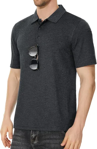 Vista 2 de MAGCOMSEN Camisas polo de 3 botones para hombre, de secado rápido, de verano, de piqué, de golf, polo