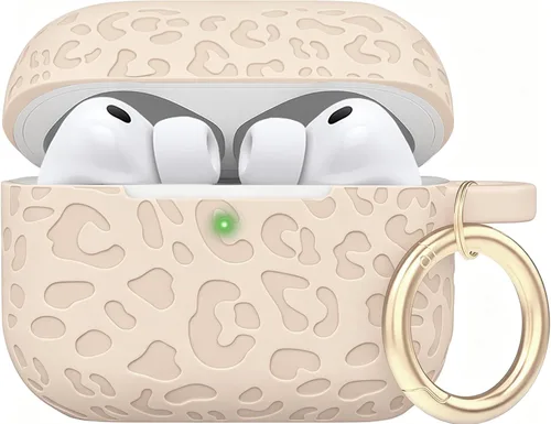 Vista 81 de Compatible con funda AirPods Pro 2019, Gawnock Funda de silicona suave y flexible para funda AirPods Pro para mujeres y niñas con llavero (Caqui)