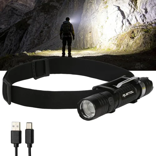 Vista 9 de Linterna frontal recargable, 2000 lúmenes, lámpara LED súper brillante para adultos, IP67 impermeable recargable con 9 modos, linterna de cabeza