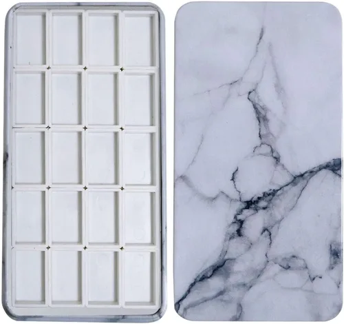 Vista 27 de FCLUB Paleta de latas de acuarela con 20 bandejas vacías completas con rayas magnéticas DIY tu kit de acuarela de viaje