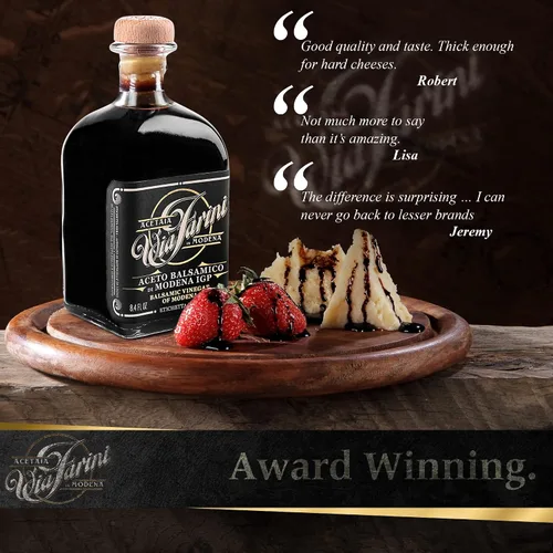 Vista 3 de Via Farini Black Label Aceto Balsamico Di Modena IGP Envejecido (12 años) Vinagre de vino balsámico italiano artesano 8.45 onzas líquidas