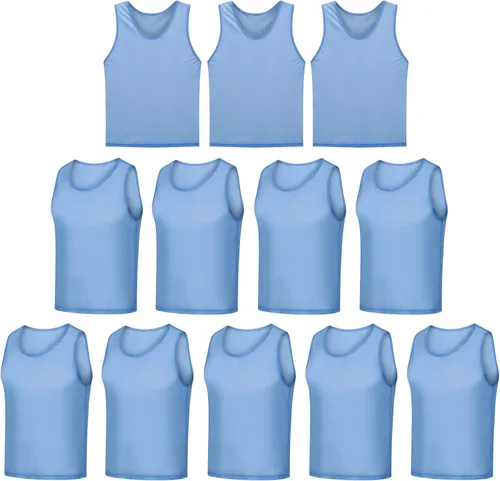 Vista 12 de Paquete de 12 chalecos Scrimmage, camisetas de entrenamiento de equipo/pinnies deportivos/camisetas de práctica/baberos de fútbol con bolsa