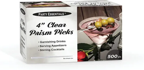 Vista 8 de Party Essentials Elegantes pinchos de aperitivo Martini Cocktail mantiene los ingredientes unidos, púas de prisma de 4 pulgadas, negro, 500