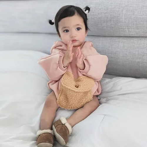 Vista 4 de Mameluco con capucha para bebés y niñas recién nacidos bolsillo sólido manga larga sudaderas con capucha ropa de invierno