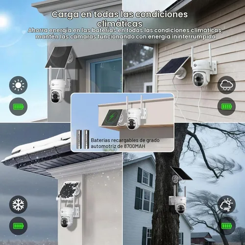 Vista 6 de xmartO Sistema de cámara de seguridad PTZ AI sin cables, kit de 4 cámaras