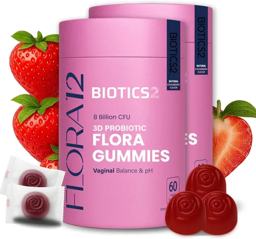 Vista 9 de Flora - Probióticos vaginales para mujeres, gomitas de equilibrio de pH con prebióticos, 8 mil millones de probióticos, 5 extractos de palma enana