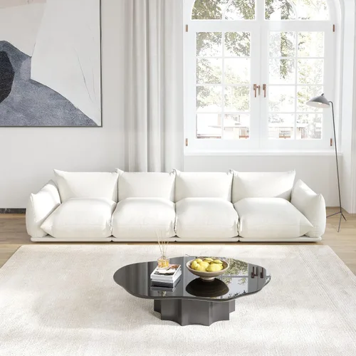 Vista 9 de JACH Mid-Century - Sofá modular moderno de felpilla para sala de estar, sofás minimalistas profundos de 3 asientos con cojín grueso, muebles cómodos