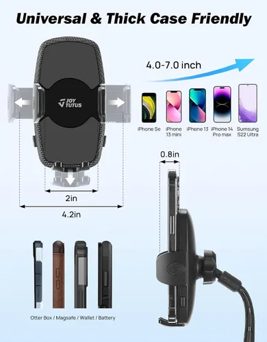 Vista 3 de JOYTUTUS Soporte de teléfono para automóvil, soporte de teléfono celular ajustable de cuello de cisne largo para iPhone, Samsung, Google y todos