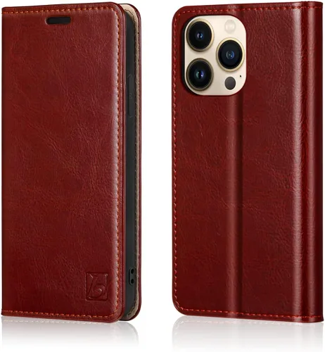 Vista 31 de Belemay Funda tipo cartera compatible con iPhone 8 Plus, de piel de vaca auténtica, funda tipo folio (funda interior de TPU suave), ranuras