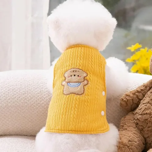 Vista 5 de Suéter de forro polar para perro, bonito chaleco de forro polar para perros pequeños y cachorros, color rosa, caricatura, tema navideño, lavable a