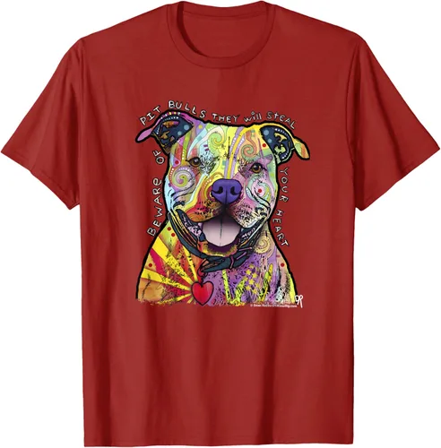 Vista 56 de Beware Of Pit Bulls, Dean Russo Pitbull Original - Camiseta para amantes de los perros, Negro
