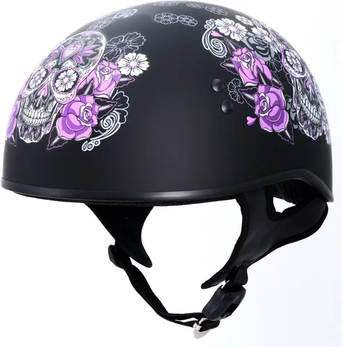 Vista 36 de Hot Leathers Avanzado Moto DOT Skull Cap Classic Half Cascos Biker HLD HLT