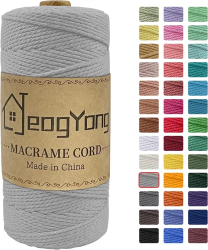 Vista 30 de JeogYong Cuerda de macramé de 0.078 pulgadas x 218 yardas, cuerda de algodón natural torcida de 3 hebras, cuerda de algodón de color para colgar