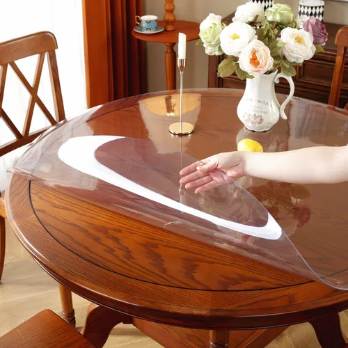Vista 10 de OstepDecor - Protector de mesa redondo transparente de 30 pulgadas, cubierta de mesa transparente gruesa, mantel de mesa redondo de PVC impermeable