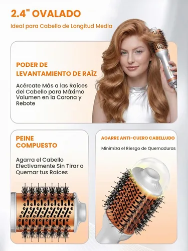Vista 7 de SHEGLAM Mini cepillo secador de pelo, cepillo de aire caliente de viaje de doble voltaje de 120 V-240 V, cepillo secador de pelo de 35000 RPM con 2