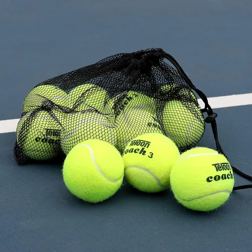 Vista 6 de Teloon Pelotas de tenis de entrenamiento de presión, bolsa de transporte de malla de 12 o 18 unidades, 4 colores disponibles, pelotas de tenis sin