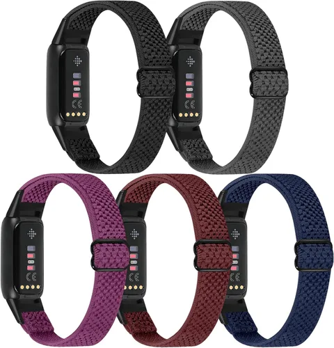 Vista 8 de enkic Bandas elásticas de nailon solo compatibles con correas Fitbit Luxe para mujeres y hombres, correa deportiva transpirable ajustable