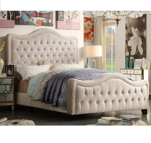 Vista 14 de Rosevera Turin Linen - Cama tapizada con paneles con cabecero ajustable con botones para dormitorio, tamaño Queen, carbono