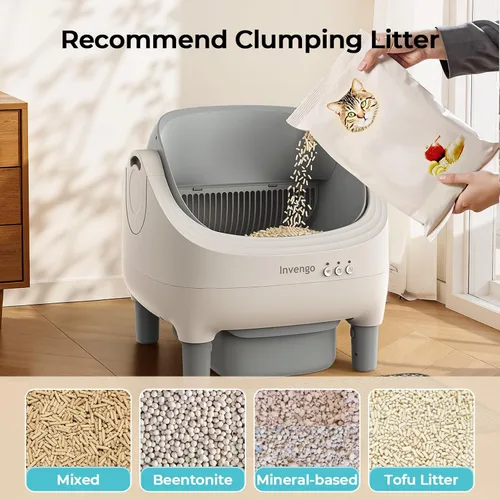 Vista 6 de Invengo - Arenero Automático para Gatos con Limpieza Automática, Control por Aplicación, Arenero Automático de Tapa Abierta con Sensores