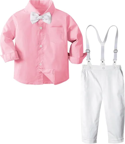 Vista 7 de A&J DESIGN Conjunto de ropa formal para niños pequeños con tirantes y tirantes