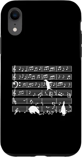 Vista 24 de iPhone 16 Notas musicales con pingüino en partitura musical - Estuche para profesor de música