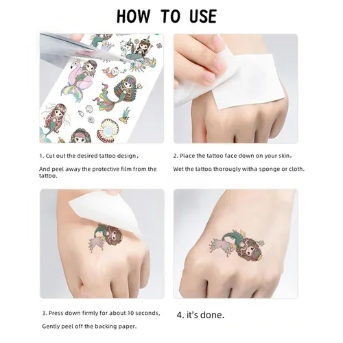 Vista 6 de 10 hojas de tatuajes temporales de mariposa que brillan en la oscuridad para niños, diseño de hadas, caricaturas, fluorescentes, para fiestas
