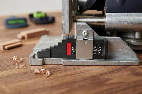 Vista 4 de Medidor de espesor imperial compatible con Festool Domino DF 500, fabricado en Estados Unidos