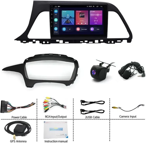 Vista 7 de Android 13.0 doble DIN estéreo para coche Hyundai Sonata 2015-2017 9 pulgadas HD pantalla táctil audio multimedia receptor con Carplay Android Auto