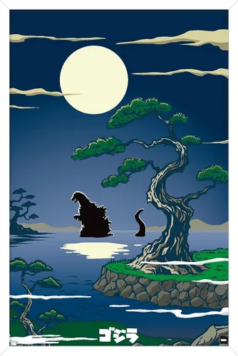 Vista 13 de Trends International Godzilla - Póster de pared de lago, 22.4 pulgadas de largo x 14.7 pulgadas, versión enmarcada en madera de granero