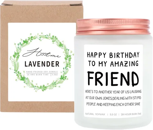 Vista 8 de Regalos de feliz cumpleaños para amigos y mejores amigos – Regalo divertido y de vela de lavanda para mamá, Navidad y día de la madre