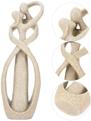 Vista 3 de Eujgoov - Figura de resina de arenisca hecha a mano, arte abstracto, beso, pareja, estatua de arenisca, manualidades, regalo de San Valentín