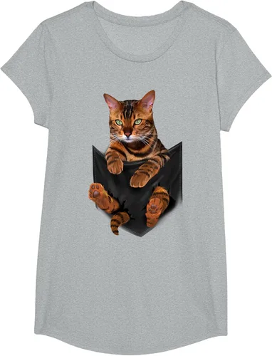 Vista 49 de Camiseta de bolsillo con estampado de tigre y gato Negro