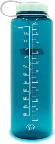 Vista 3 de Nalgene Sustain Tritan - Botellas de agua sin BPA fabricadas con 50% plástico reciclado, 48 onzas y 32 onzas, boca ancha