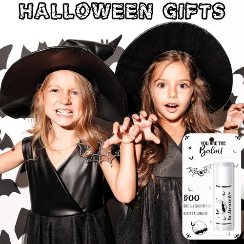 Vista 4 de 30 unidades de recuerdos de fiesta de Halloween, bálsamos labiales de calavera a granel, regalos vintage espeluznantes para fiestas de Halloween