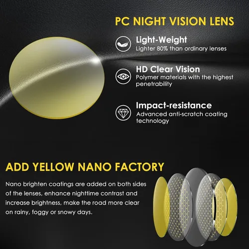 Vista 4 de Lentes de conducción nocturna para hombres y mujeres, lentes polarizados antirreflejos, lentes de visión nocturna polarizados envolventes, lentes