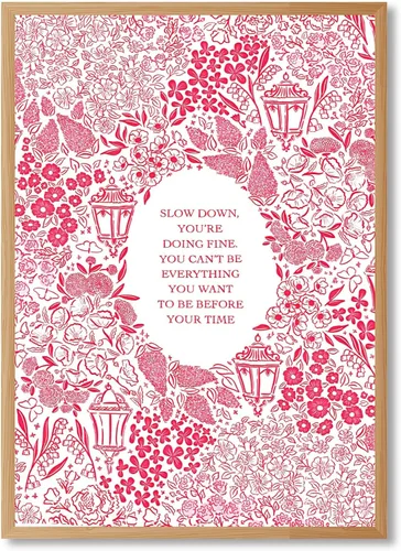 Vista 35 de Arte de pared "Slow Down You’re Doing Fine" Retro Minimalista Motivacional Cita Musical Póster Inspirador Letras de Canciones de Media Siglo en Tela