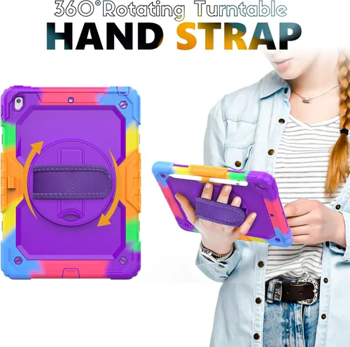 Vista 6 de SIBEITU Funda compatible con iPad de 9ª/8ª/7ª generación con protector de pantalla para bolígrafo, funda para iPad de 10.2 pulgadas, funda