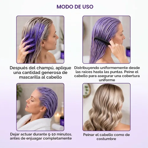 Vista 3 de Botanic Hearth Mascarilla morada para el cabello, para cabello rubio, plateado y gris, sin sulfatos ni parabenos, 8 onzas líquidas Para cabello
