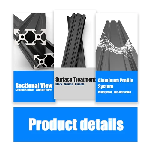 Vista 5 de Perfil de extrusión de aluminio 2040 2 Uds. 2 unids estándar europeo anodizado negro V tipo riel lineal para impresora 3D, longitud 27.559 in